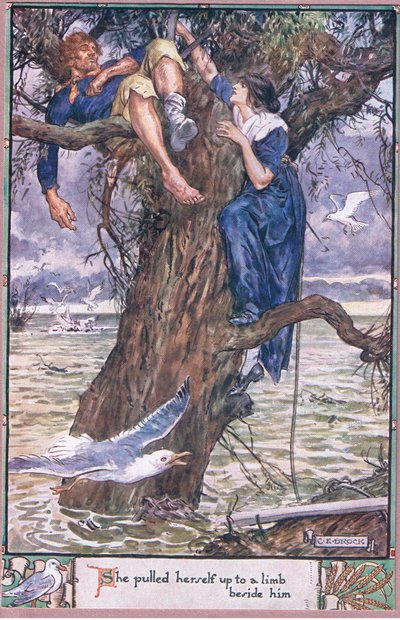 She Pulled Herself Up to a Limb Beside Him by Charles Edmund Brock